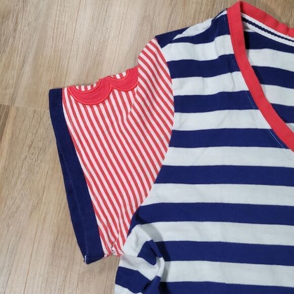 🔺️US Polo Assn Blue & White Stripe Vneck Short Sleeve Top Large - Picture 5 of 8